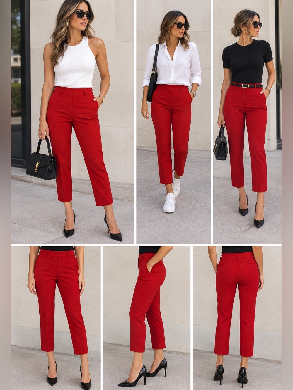 Club Monaco Red Ankle Cropped Pants